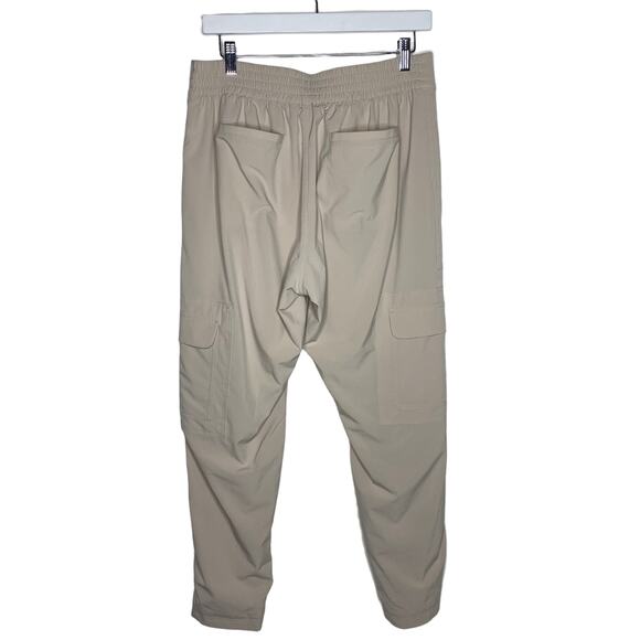 Athleta Womens Size 12 Chelsea Cargo Lined Pants Taupe Tan Pull On Zip Pockets - Picture 5 of 8